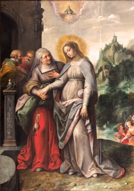 Antwerp, Belçika - 5 Eylül 2013: tarafından frans francken (1581-1642) saint Paul Kilisesi (paulskerk elizabeth için Meryem Meryem ziyaret)