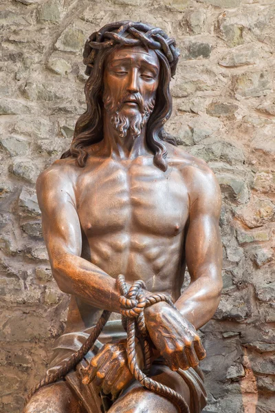 Mechelen - 4 september: standbeeld van Jezus in de bond in de basiliek van de Heilige vet. — Stockfoto