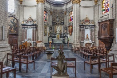 Brussels, Belçika - 15 Haziran 2014: kapalı, Barok kilise notre dame du bon secource.