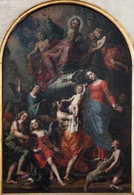 Brüksel - 21 Haziran: kutsal üçlü, Meryem Ana ve St john the baptist kilise üzerinde 21 Haziran 2012'de Brüksel'deki theodore van loon yıl 1623 yılında saint john tarafından boya.