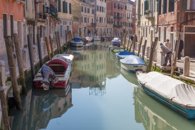 Venice, İtalya - 12 Mart 2014: fondameneta delle eremite Caddesi ve kanal rio delle eremite