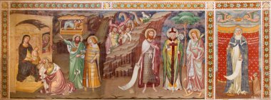 Treviso, İtalya - 18 Mart 2014: fresk hayranlığı magi ve saint nicholas veya san nicolo kilise st. margaret (1370).
