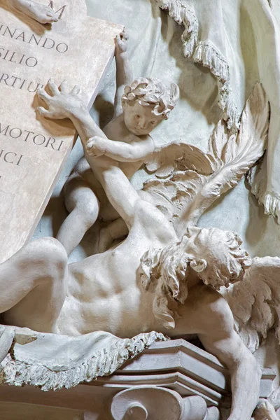 BOLOGNA, ITALY - MARCH 16, 2014: Detail of baroque funeral memorial of General Marsili (1733) by Angelo Pio in church Saint Dominic or San Domenico church. — Stock Photo, Image