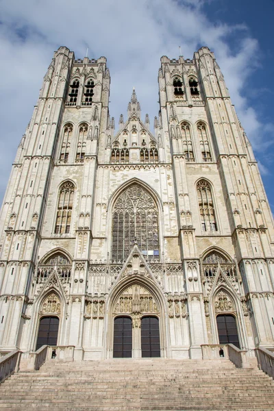 Brüssel - gotische Kathedrale des Heiligen Michael und der Heiligen Gudula - Westfassade — Stockfoto