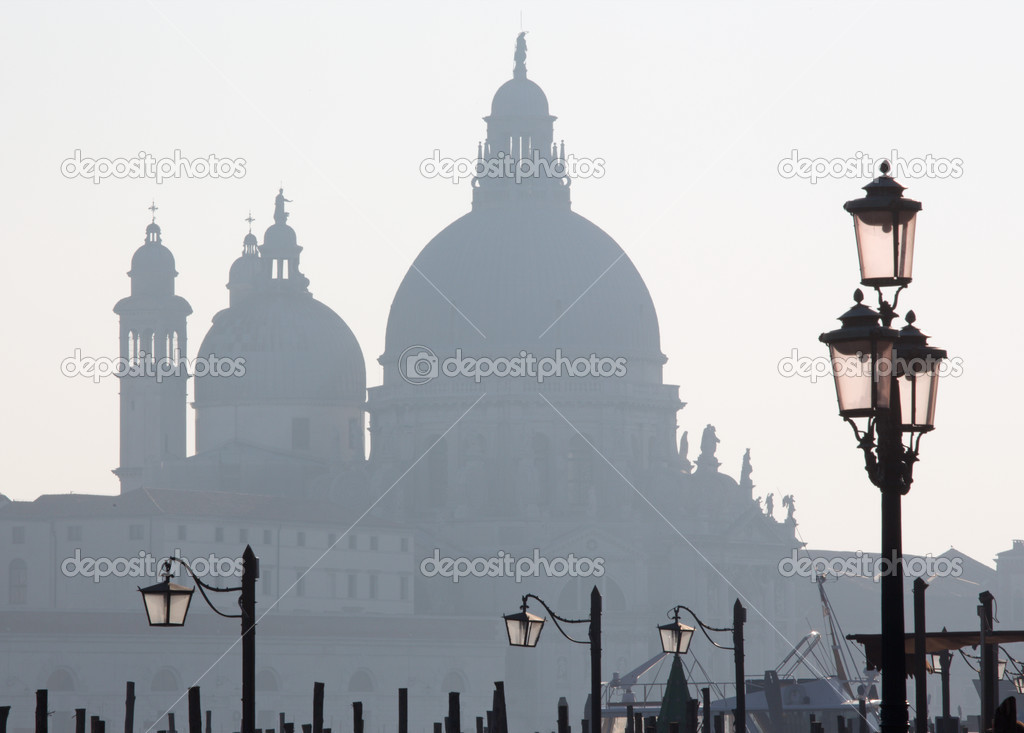 Venice - Santa Maria della Salute church in evening silhouette