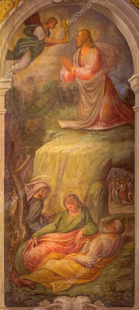 Bologna Italy March 17 2014 Fresco Of Prayer Of Jesus In Gethsemane Garden In Baroque Church San Michele In Bosco By Bartolomeo Ramenghi From 15 Cent Stock Editorial Photo C Sedmak 49404557