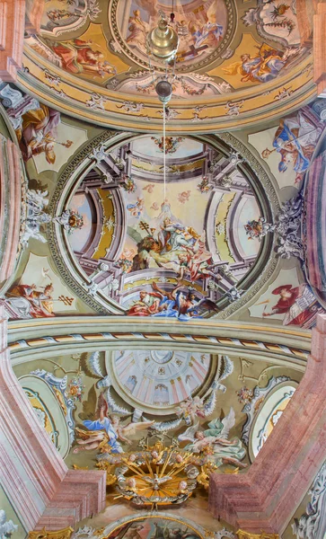 SAINT ANTON, SLOVAKIA - FEBRUARY 26, 2014: Ceiling of chapel in Saint Anton palace with the frescoes by Anton Schmidt from years 1750 - 1752. — Stock Photo, Image