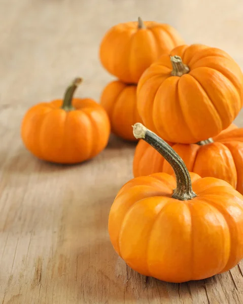 Calabazas sobre una mesa de madera Fotos de stock