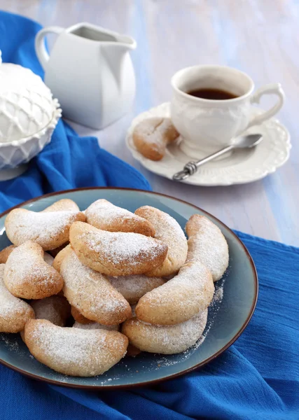 Crescents vanilla and almond cookies — Stock Photo, Image