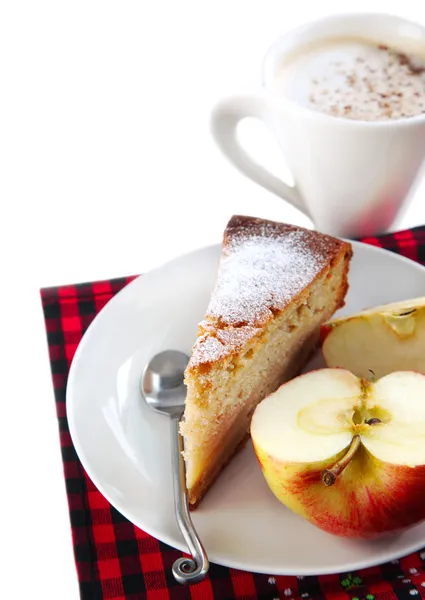 Kopje koffie en appelmoes cake — Stockfoto