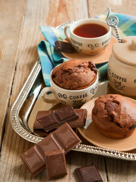 Fresh chocolate muffins. Selective focus — Stock Photo, Image