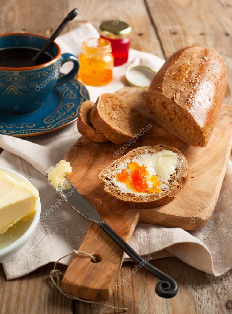 Breakfast With Coffee Bread Butter And Jam Stock Photo By C Anjela30 Breakfast With Coffee Bread Butter And Jam Stock Photo By C Anjela30