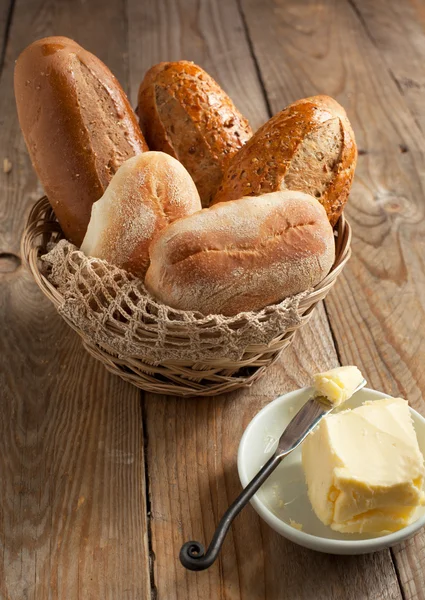 Fresh buns and butter — Stock Photo, Image