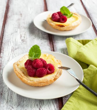 ricotta peyniri tartlets ile Ahududu