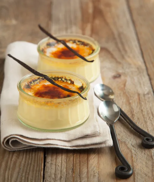 Το brulee crème βανίλια φασόλια — Φωτογραφία Αρχείου