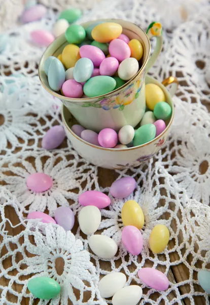 Jordan Almond Candies in cup — Stock Photo, Image