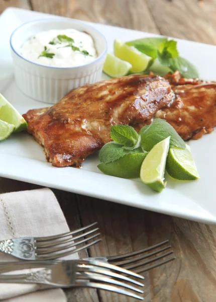 Roasted salmon with hoisin glaze — Stock Photo, Image