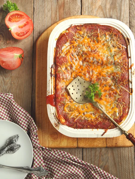 Італійський м'ясо Лазанья в випічки блюдо — стокове фото