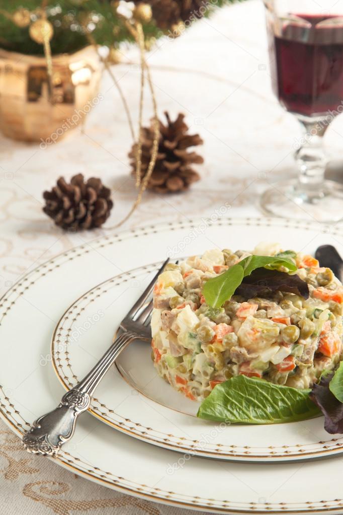 Russian traditional salad Olivier