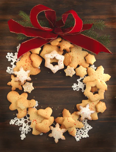 Рождественское печенье венок — стоковое фото