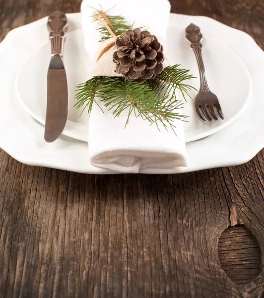 천연 크리스마스 테이블 설정 — 스톡 사진