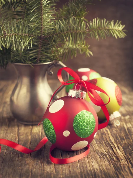 Christmas ball on wooden background — Stock Photo, Image