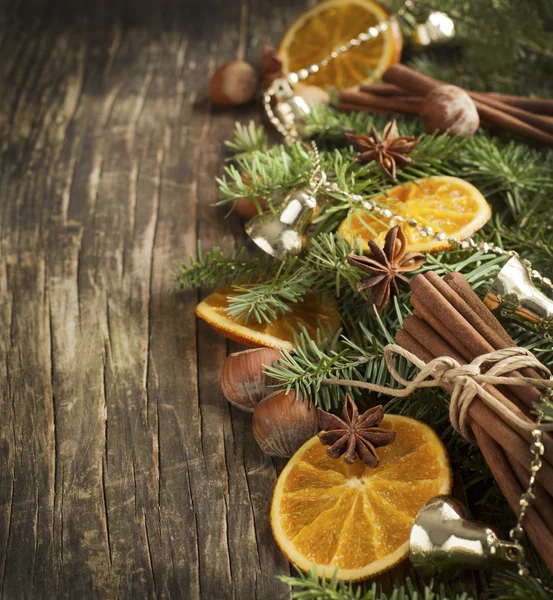 Christmas Decoration Over Wooden Background. — Stock Photo, Image