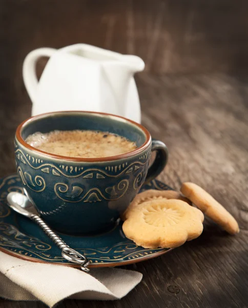 Kopje koffie en koekjes — Stockfoto