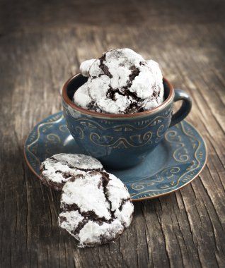 Chocolate Crinkles. Chocolate cookies in powdered sugar. clipart