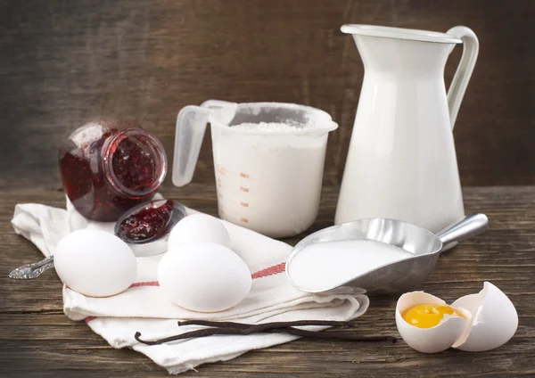 Preparing a dough or batter for crepes or pancakes — Stock Photo, Image