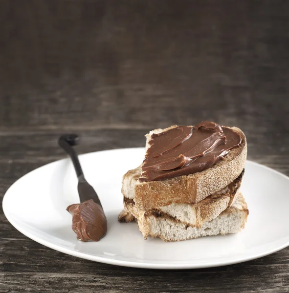 Toast con crema di formaggio al cioccolato — Foto Stock