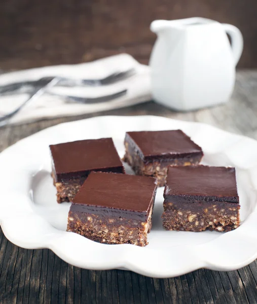 Não-assar quadrados de chocolate — Fotografia de Stock