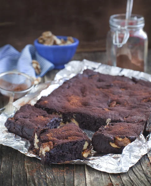 Choklad valnöt brownies — Stockfoto