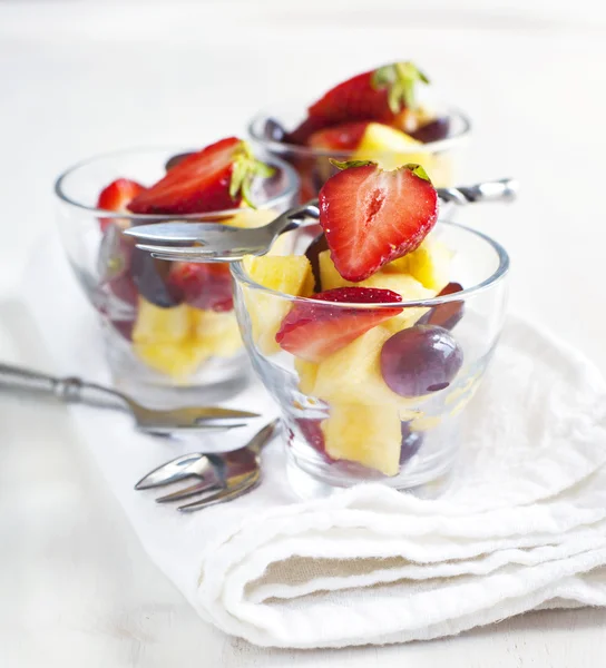 Fruits salad in glass cup — Stock Photo, Image