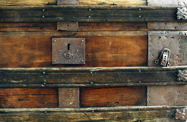 Closeup old vintage chest — Stock Photo, Image