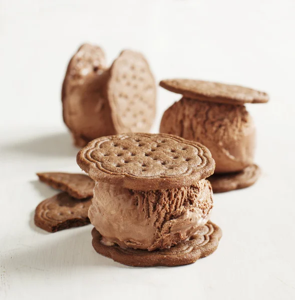 Chocolate Bolachas de sorvete — Fotografia de Stock