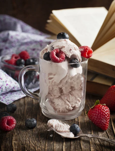 Gelato misto alle bacche. Yogurt congelato — Foto Stock