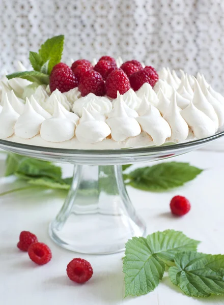 Torta di meringa con lamponi — Foto Stock