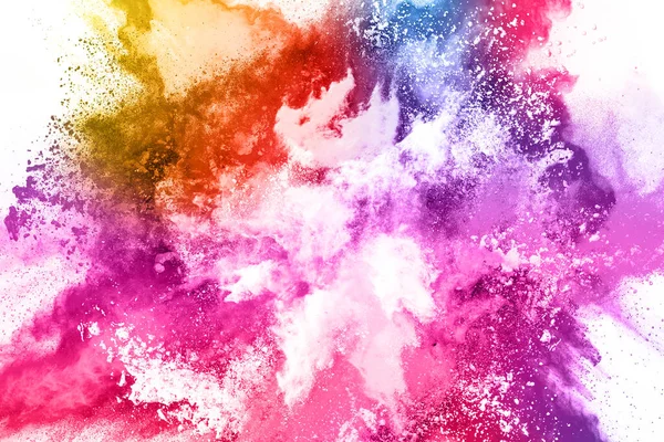 Abstract Powder Splatted Background Colorful Powder Explosion White Background Colored — Stock Photo, Image