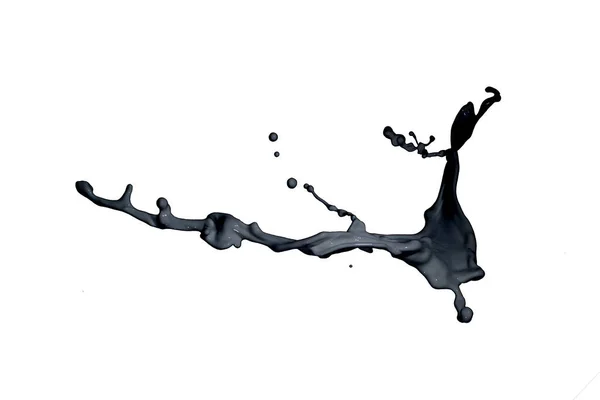 白色背景上的黑色液体飞溅 — 图库照片