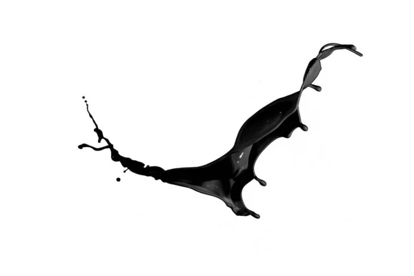 白い背景の黒い液体のしぶき — ストック写真