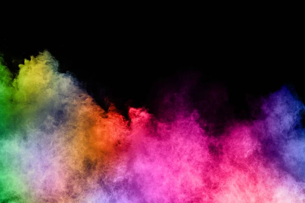 Abstract Colored Dust Explosion Black Background — Stock Photo, Image