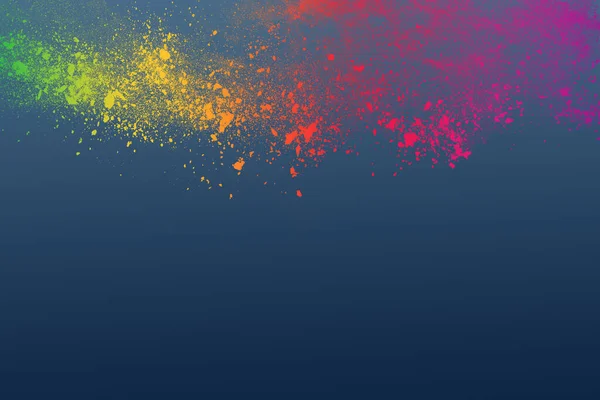 Абстрактный Цветной Взрыв Пыли Синем Фоне — стоковое фото