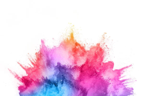 抽象粉状抛撒背景 白色背景上的彩色粉末爆炸 五颜六色的灰尘爆炸了 油漆Holi 图库图片