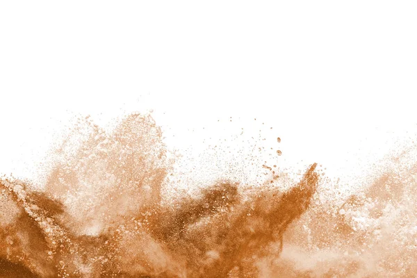 Brown Powder Explosion Isolated White Background — Stock Photo, Image