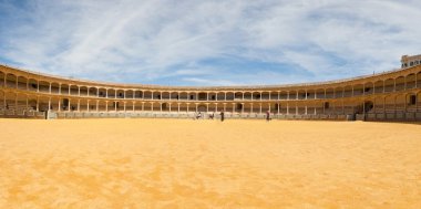 İspanyol şehir Boğa güreşleri için Arena ronda. Malaga. Endülüs. İspanya. Plaza de toros. iç görünüm.