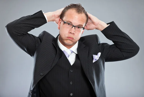 Angry confused screaming young business man — Stock Photo, Image