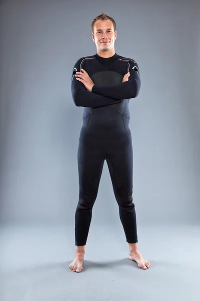 Man with short hair wearing wetsuit. — Stock Photo, Image