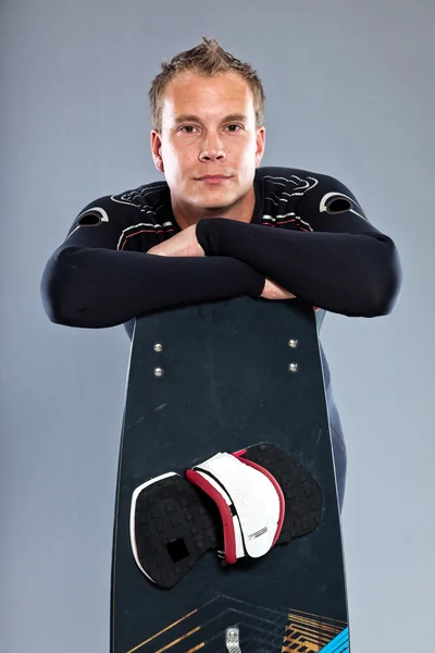 Man with short hair wearing wetsuit. — Stock Photo, Image