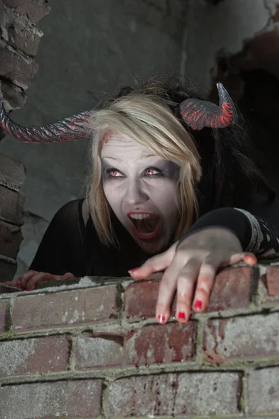 Scary hungry female demon — Stock Photo, Image